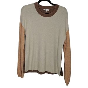 Madewell Colorblock Payton Pullover Sweater in Coziest Yarn AD040 Brown Small